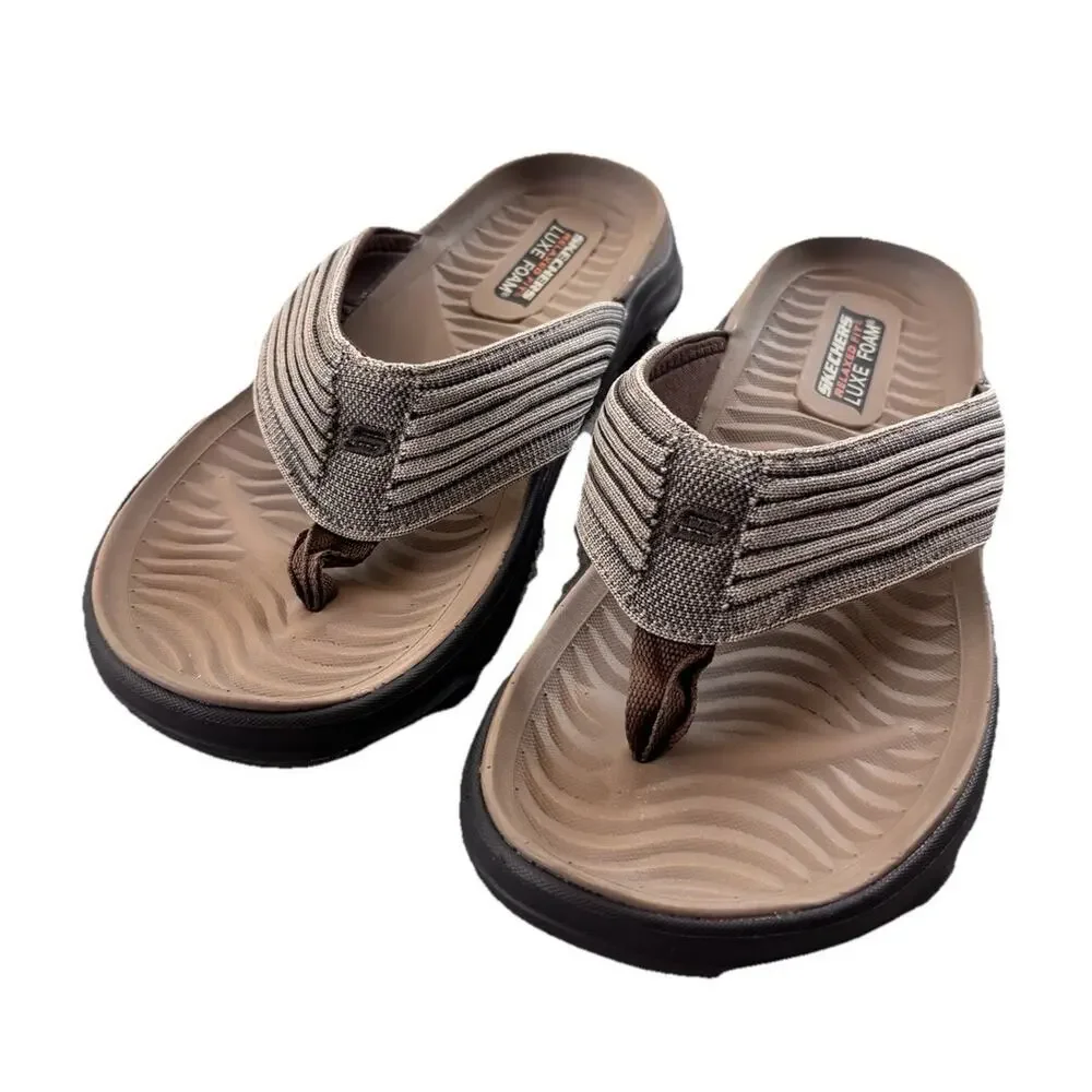 Mens Skechers Alcano Vencino Flip Flops Thong Sandals Sz 7 Relaxed Luxe Comfort
